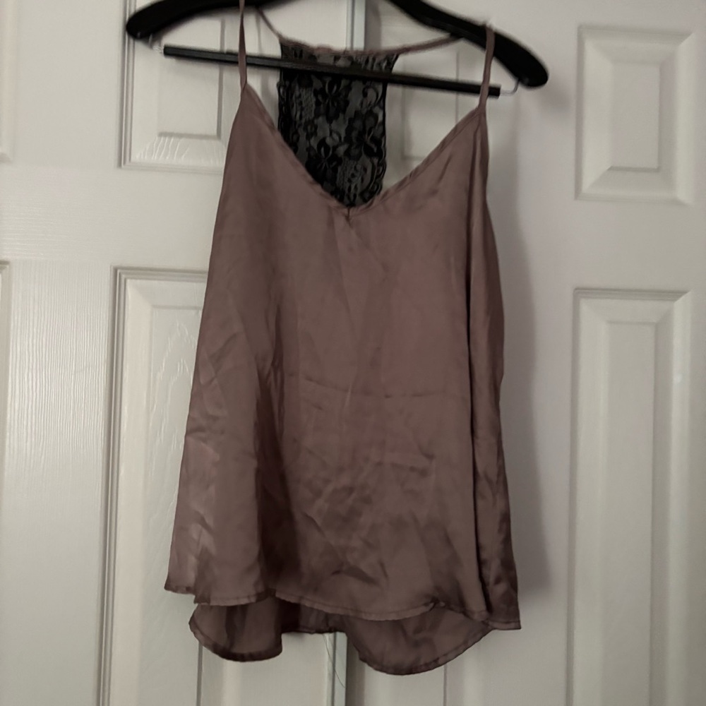 Elegant Lace-Back Camisole Top - Brown